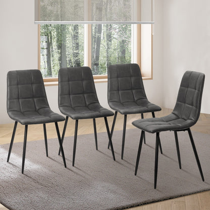 Oikiture 4x Dining Chairs PU Leather Padded Seat Retro Grey-Dining Chair-PEROZ Accessories