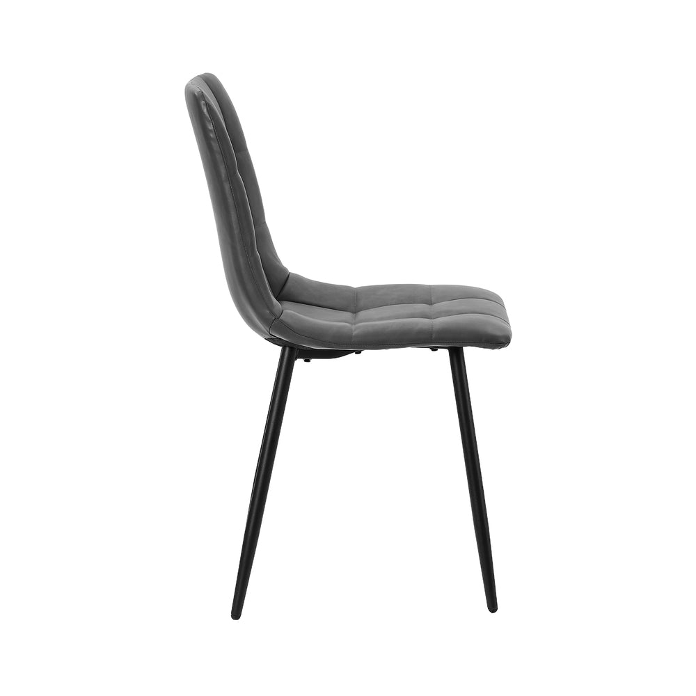 Oikiture 4x Dining Chairs PU Leather Padded Seat Retro Grey-Dining Chair-PEROZ Accessories