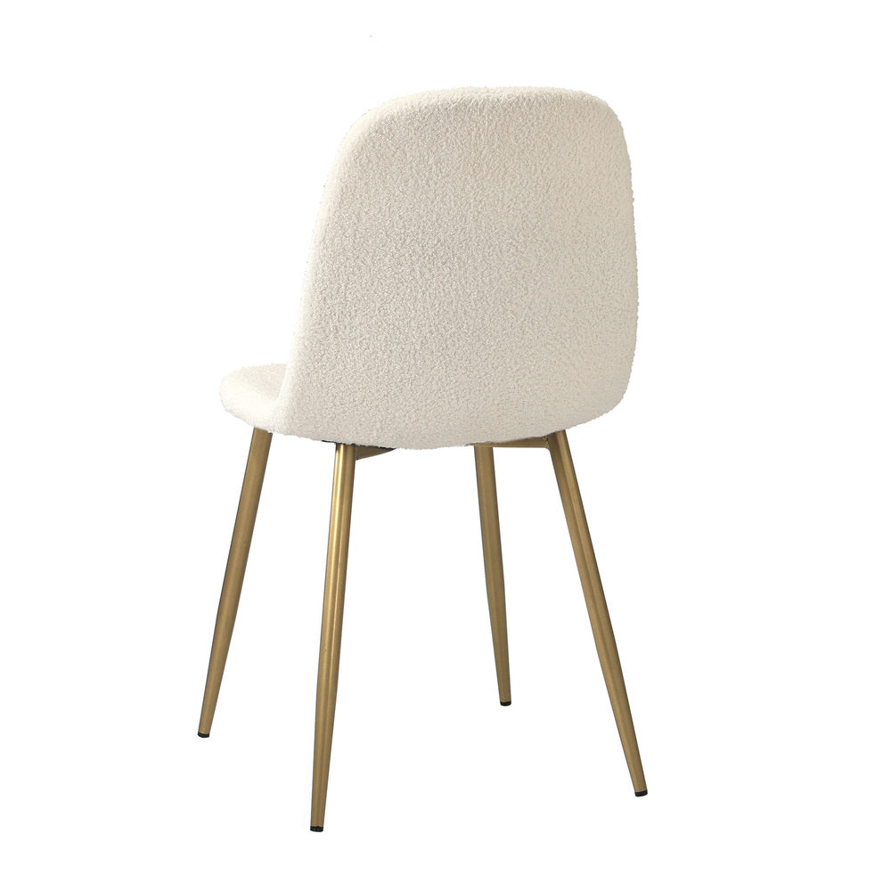 Oikiture 4x Dining Chairs Sherpa White and Golden-Dining Chair-PEROZ Accessories