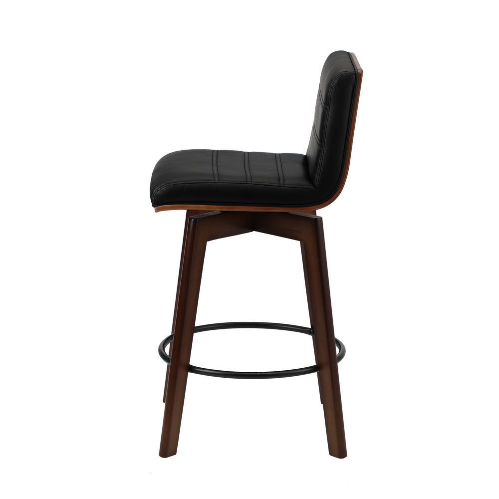 Oikiture 4x Wooden Bar Stools Swivel Chairs PU Leather-Bar Stool-PEROZ Accessories