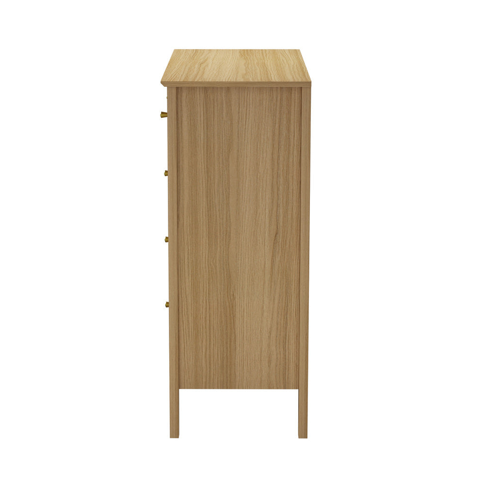 Oikiture 5 Chest of Drawers Dresser Storage Cabinet Tallboy Natural-Chest of Drawerss-PEROZ Accessories