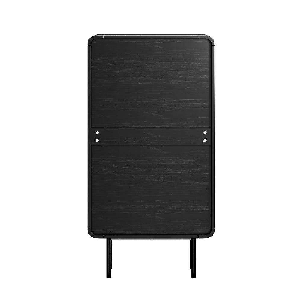Oikiture 5 Chest of Drawers Dresser Tallboy Metal Handle Black-Chest of Drawers-PEROZ Accessories