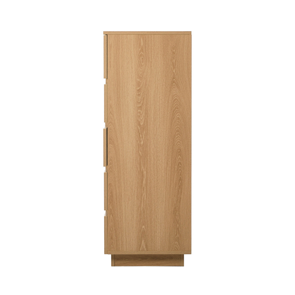 Oikiture 5 Chest of Drawers Dresser Tallboy Storage Cabinet Natural-Chest of Drawers-PEROZ Accessories