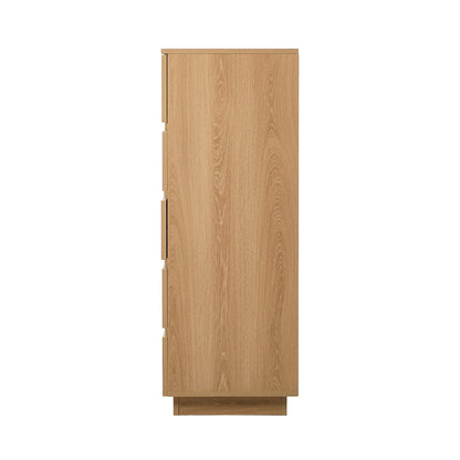 Oikiture 5 Chest of Drawers Dresser Tallboy Storage Cabinet Natural-Chest of Drawers-PEROZ Accessories