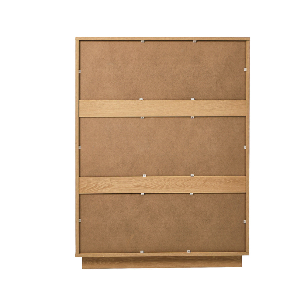 Oikiture 5 Chest of Drawers Dresser Tallboy Storage Cabinet Natural-Chest of Drawers-PEROZ Accessories