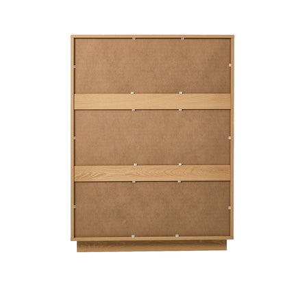 Oikiture 5 Chest of Drawers Dresser Tallboy Storage Cabinet Natural-Chest of Drawers-PEROZ Accessories