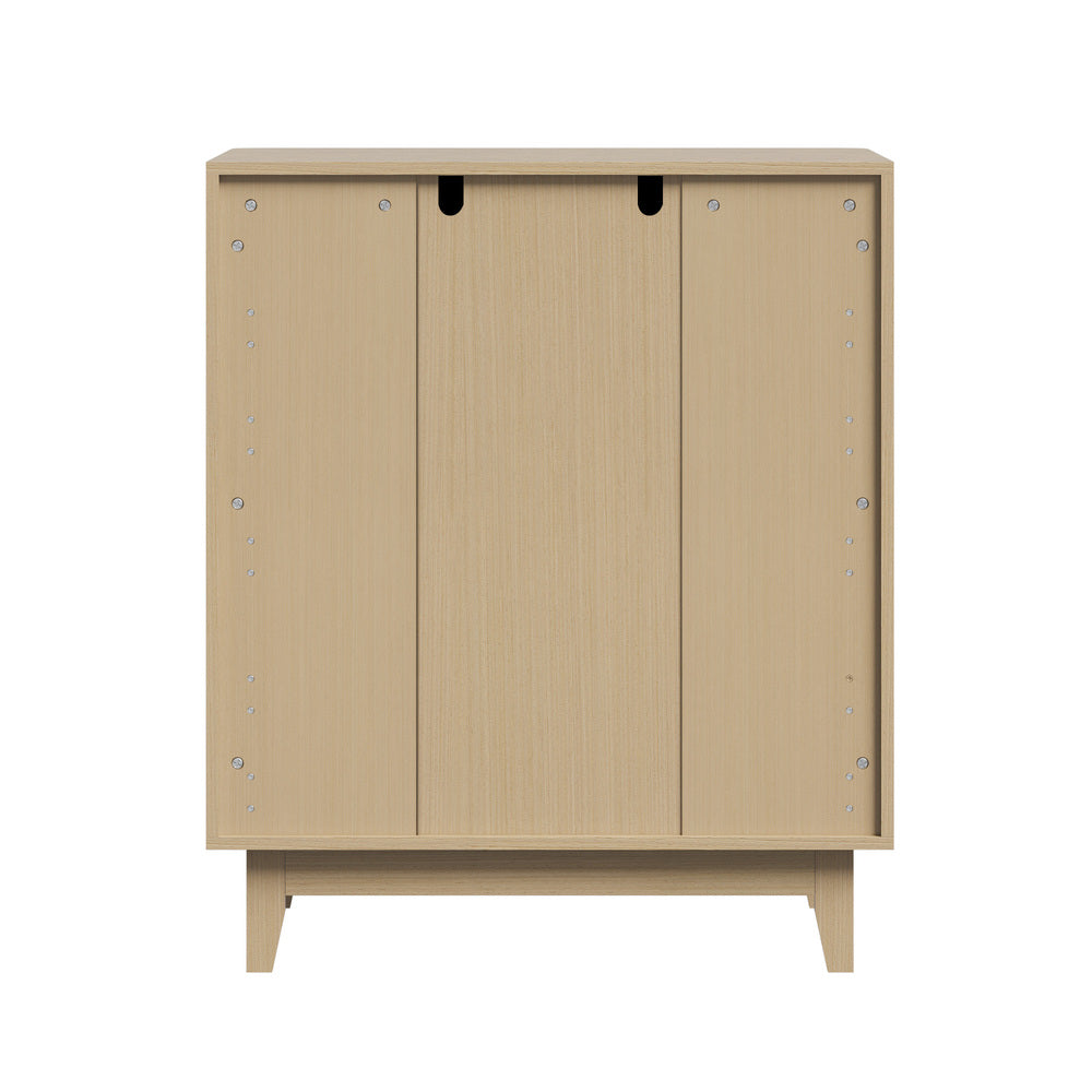 Oikiture 5 Chest of Drawers Dressers Tallboy Stripe Natural-Chest of Drawers-PEROZ Accessories