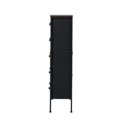 Oikiture 5 Chest of Drawers Rattan Fabric Dresser Tallboy-Chest of Drawers-PEROZ Accessories