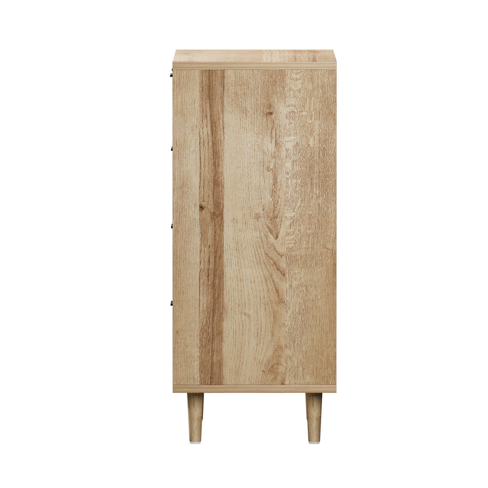 Oikiture 5 Chest of Drawers and 2 Bedside Tables Bedroom Set Natural-Bedroom Set-PEROZ Accessories
