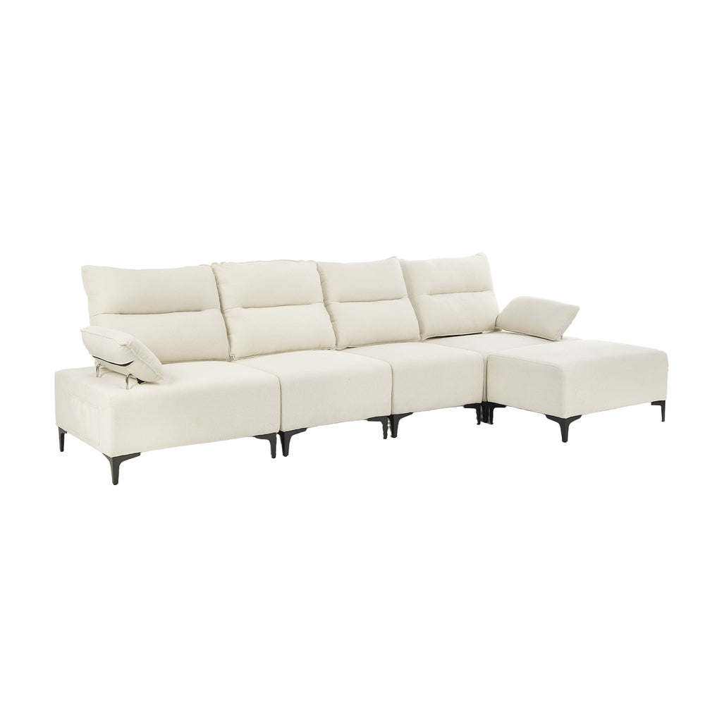 Oikiture 5 Seater Modular Sofa Chenille Couch Armrest Ottoman Set-Sofa-PEROZ Accessories