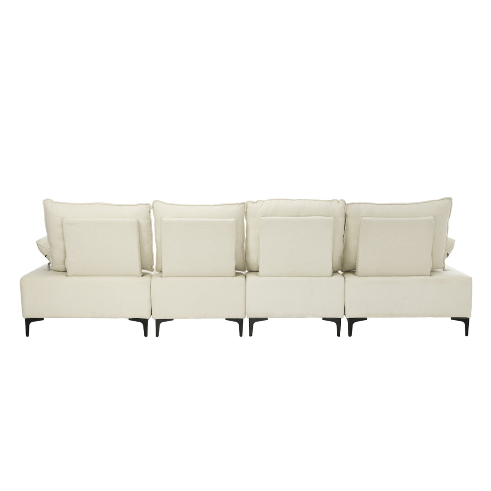 Oikiture 5 Seater Modular Sofa Chenille Couch Armrest Ottoman Set-Sofa-PEROZ Accessories