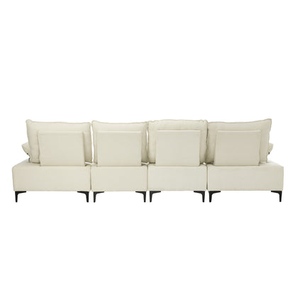 Oikiture 5 Seater Modular Sofa Chenille Couch Armrest Ottoman Set-Sofa-PEROZ Accessories