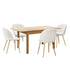 Oikiture 5pc Extendable Dining Table and Chairs Set Natural & White-Dining Table-PEROZ Accessories