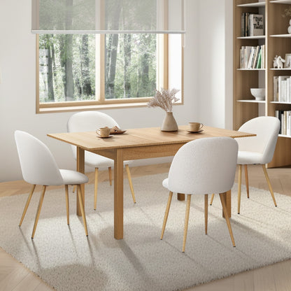 Oikiture 5pc Extendable Dining Table and Chairs Set Natural &amp; White-Dining Table-PEROZ Accessories