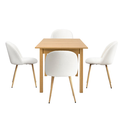 Oikiture 5pc Extendable Dining Table and Chairs Set Natural &amp; White-Dining Table-PEROZ Accessories