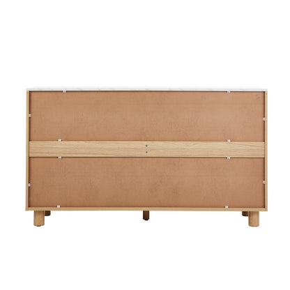 Oikiture 6 Chest of Drawers Dresser Faux Marble Top Natural-Chest of Drawerss-PEROZ Accessories
