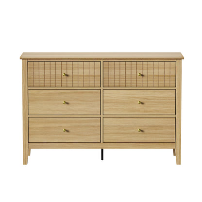 Oikiture 6 Chest of Drawers Dresser Tallboy Natural-Chest of Drawers-PEROZ Accessories