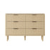 Oikiture 6 Chest of Drawers Dressers Lowboy Stripe Natural-Chest of Drawers-PEROZ Accessories