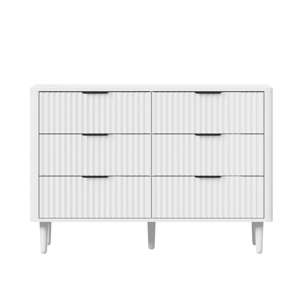 Oikiture 6 Chest of Drawers Dressers Lowboy Stripe White-Chest of Drawers-PEROZ Accessories