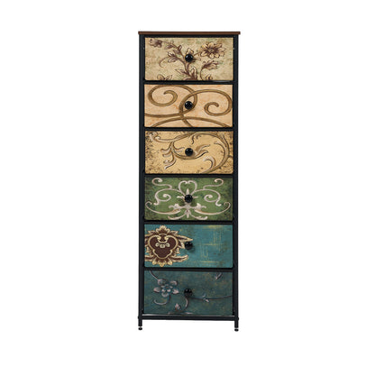Oikiture 6 Chest of Drawers Fabric Tallboy Retro Vintage-Chest of Drawers-PEROZ Accessories