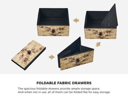 Oikiture 6 Chest of Drawers Fabric Tallboy Retro Vintage-Chest of Drawers-PEROZ Accessories