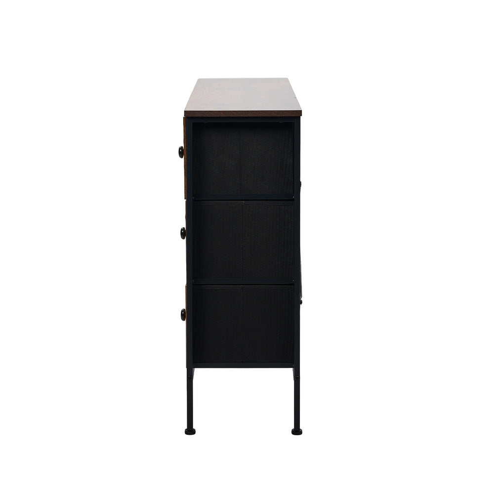 Oikiture 6 Chest of Drawers Rattan Fabric Dresser Tallboy-Chest of Drawers-PEROZ Accessories