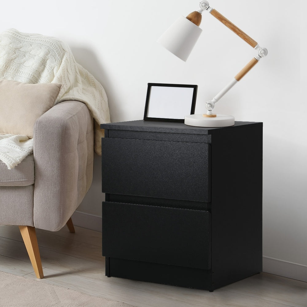 Oikiture 6 Chest of Drawers and 2 Bedside Tables Bedroom Set Black-Chest of Drawerss-PEROZ Accessories