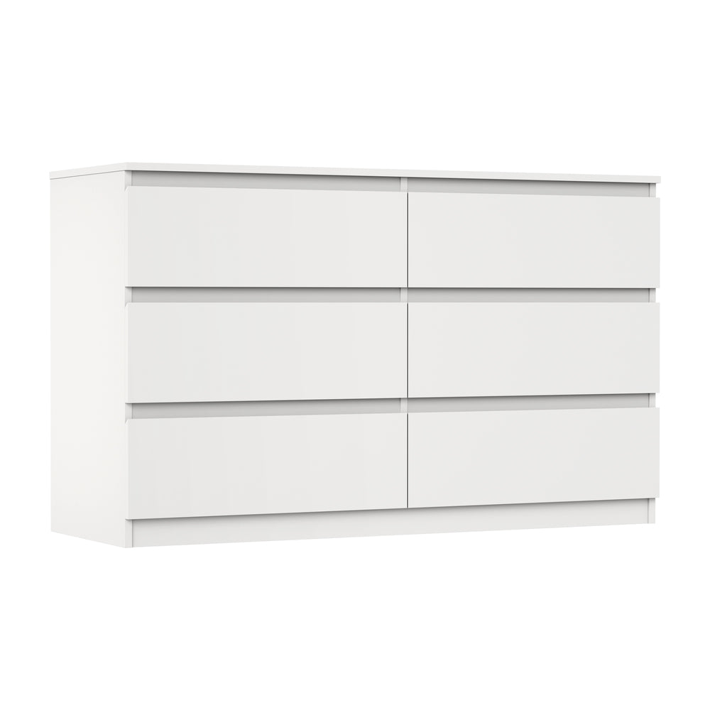 Oikiture 6 Chest of Drawers and 2 Bedside Tables Bedroom Set White-Chest of Drawers-PEROZ Accessories