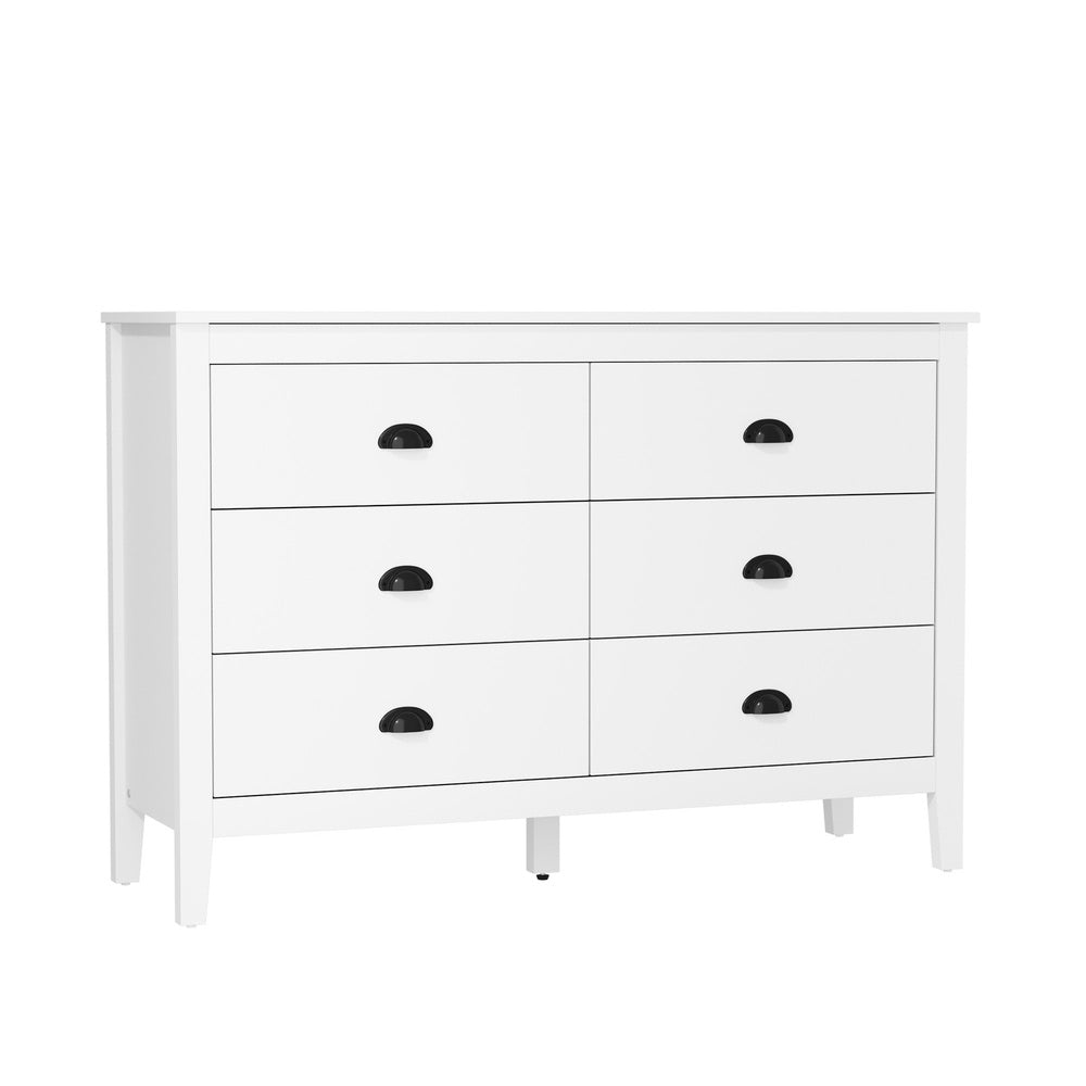 Oikiture 6 Chest of Drawers and 2 Bedside Tables Vintage Bedroom Set White-Chest of Drawers-PEROZ Accessories