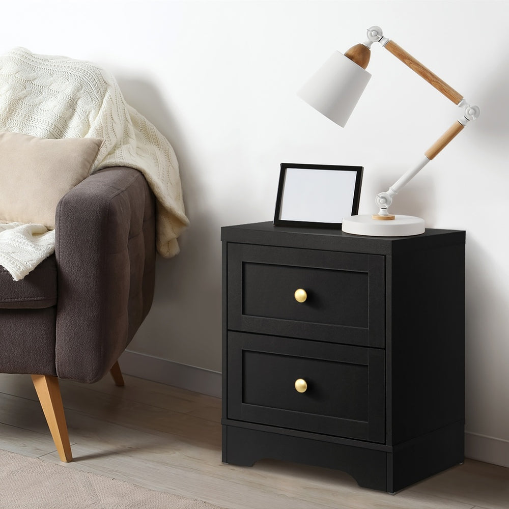 Oikiture 6 Chest of Drawers and Bedside Table Hamptons Furniture Set Black-Chest of Drawers-PEROZ Accessories