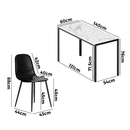 Oikiture 6-Seater Dining Set 1.4m Rectangular Table and Chairs-Dining Set-PEROZ Accessories