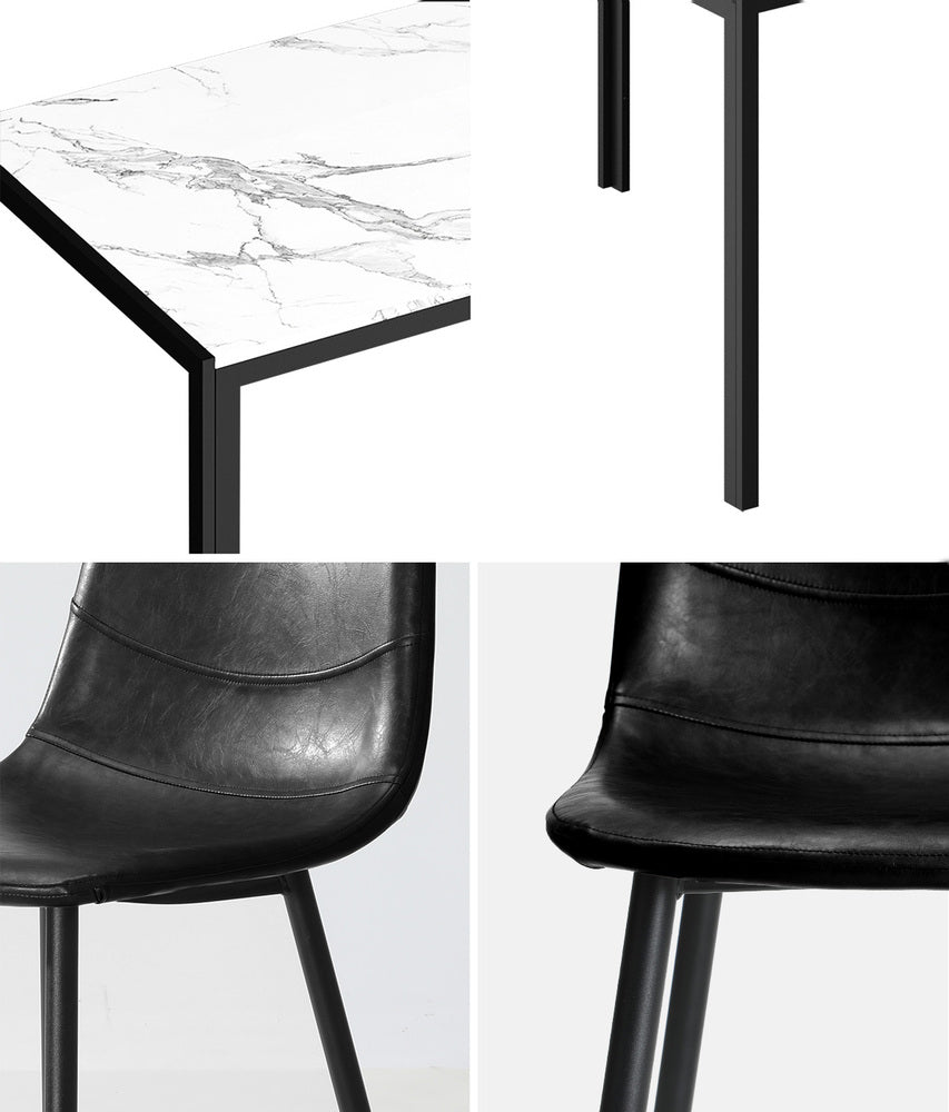 Oikiture 6-Seater Dining Set 1.4m Rectangular Table and Chairs-Dining Set-PEROZ Accessories