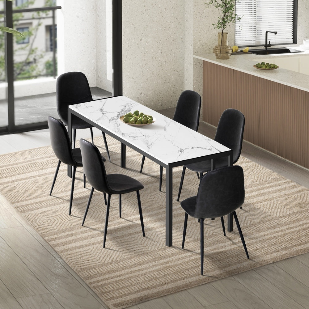 Oikiture 6-Seater Dining Set 1.4m Rectangular Table and Chairs-Dining Set-PEROZ Accessories