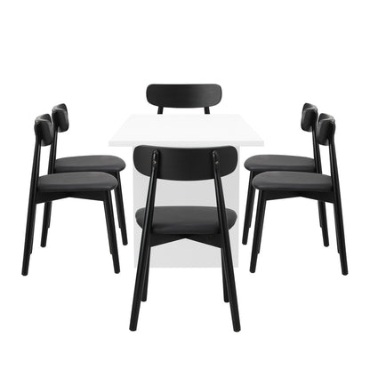 Oikiture 6-Seater Dining Table and Chairs Set Wooden Black-Dining Set-PEROZ Accessories