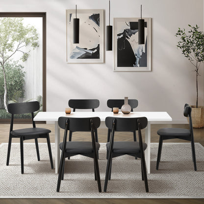 Oikiture 6-Seater Dining Table and Chairs Set Wooden Black-Dining Set-PEROZ Accessories