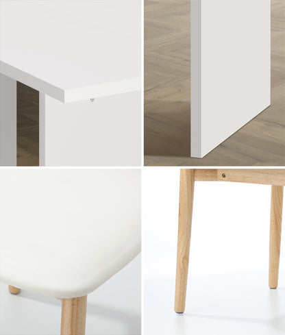 Oikiture 6-Seater Dining Table and Chairs Set Wooden White-Dining Set-PEROZ Accessories