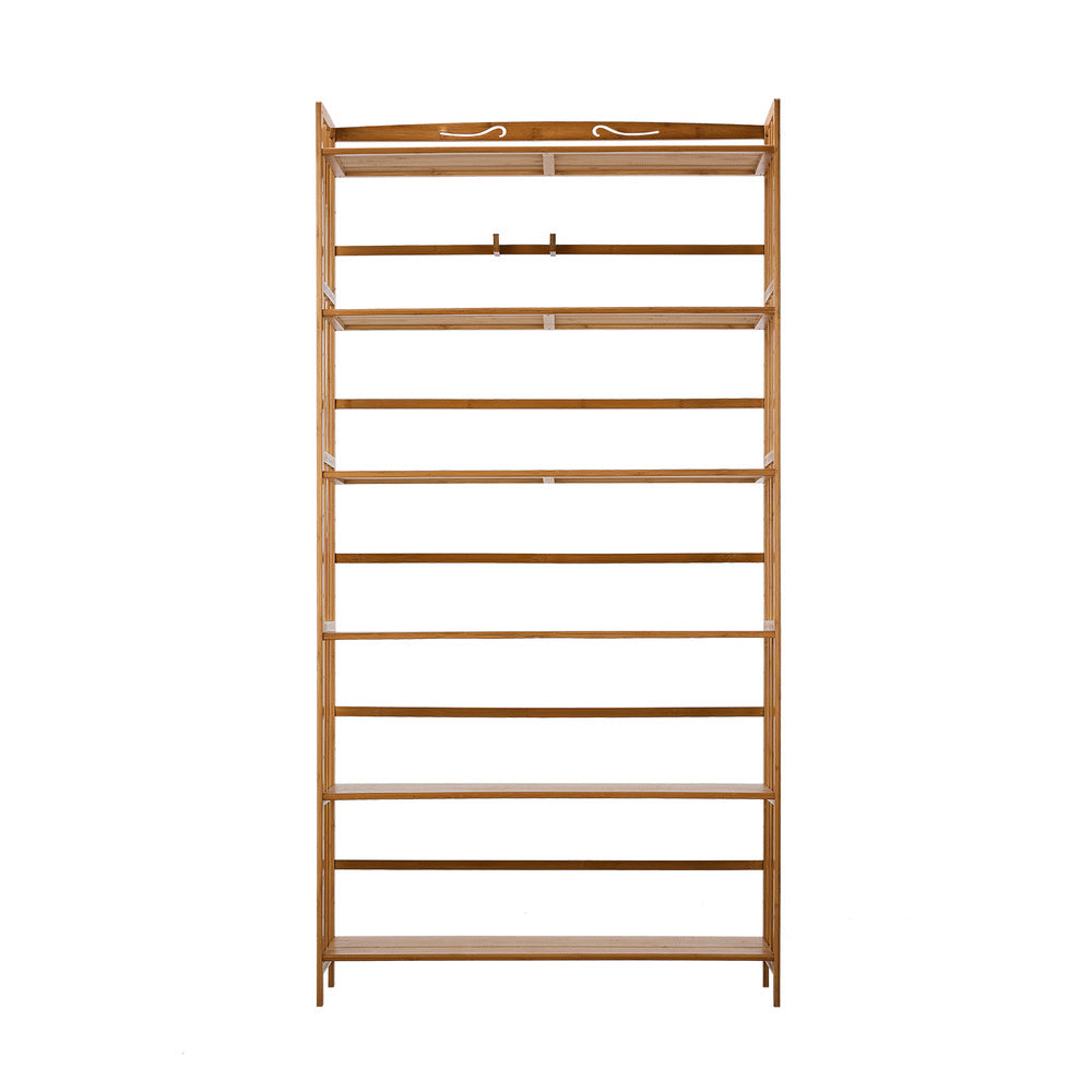 Oikiture 6-tier Bamboo Bookshelf Bookcase Adjustable Display Shelf-Bookshelf-PEROZ Accessories