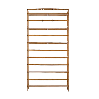 Oikiture 6-tier Bamboo Bookshelf Bookcase Adjustable Display Shelf-Bookshelf-PEROZ Accessories