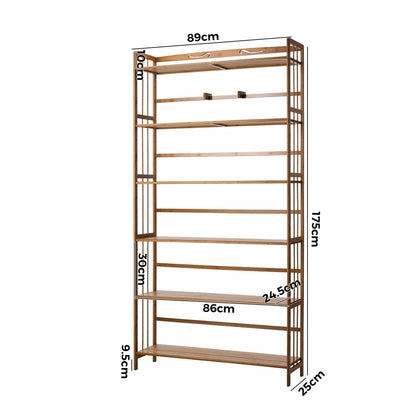 Oikiture 6-tier Bamboo Bookshelf Bookcase Adjustable Display Shelf-Bookshelf-PEROZ Accessories