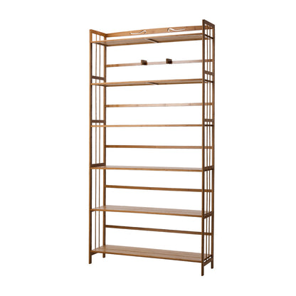 Oikiture 6-tier Bamboo Bookshelf Bookcase Adjustable Display Shelf-Bookshelf-PEROZ Accessories