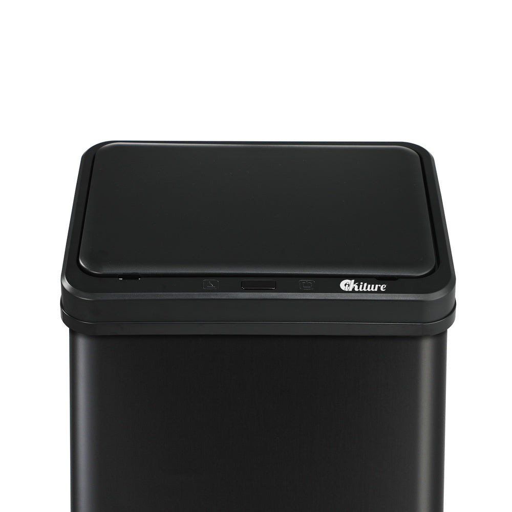Oikiture 60L Motion Sensor Bin Stainless Steel Black-Sensor Bin-PEROZ Accessories