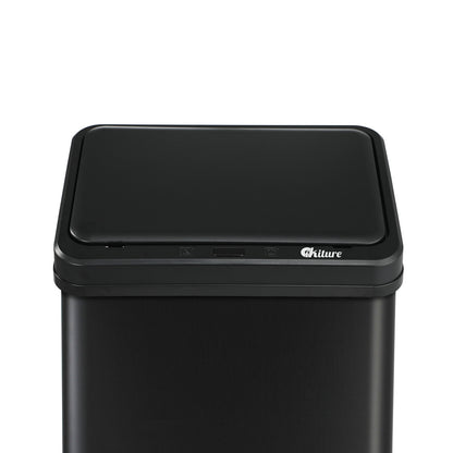 Oikiture 60L Motion Sensor Bin Stainless Steel Black-Sensor Bin-PEROZ Accessories