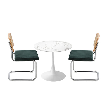 Oikiture 60cm Round Dining Table with 2PCS Dining Chairs Velvet Green-Dining Sets-PEROZ Accessories
