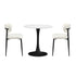 Oikiture 60cm Round Dining Table with 2x Dining Chairs Boucle White&Black-Dining Sets-PEROZ Accessories