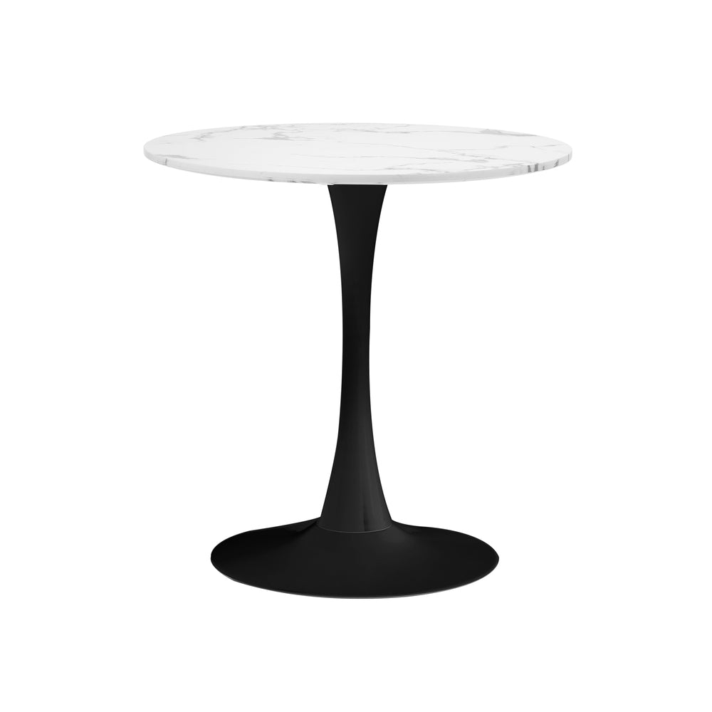 Oikiture 60cm Round Dining Table with 2x Dining Chairs Boucle White&amp;Black-Dining Sets-PEROZ Accessories