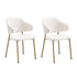 Oikiture 60cm Round Dining Table with 2x Dining Chairs Sherpa Gold & White-Dining Set-PEROZ Accessories