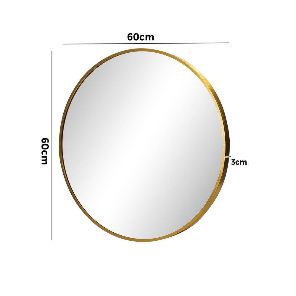 Oikiture 60cm Wall Mirror Round Gold-Wall Mirror-PEROZ Accessories