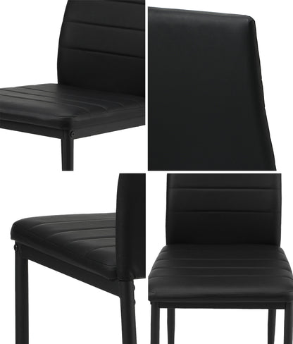 Oikiture 6PCS Dining Chairs High-Back Faux Leather Black-Dining Chair-PEROZ Accessories
