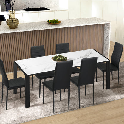 Oikiture 6PCS Dining Chairs High-Back Faux Leather Black-Dining Chair-PEROZ Accessories