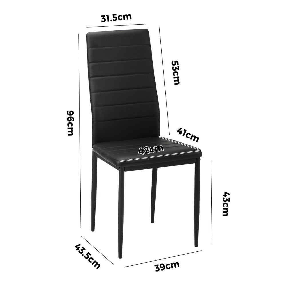 Oikiture 6PCS Dining Chairs High-Back Faux Leather Black-Dining Chair-PEROZ Accessories